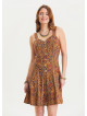 Thin Strap Button Detailed Short Mustard Ethnic Jumpsuit 4567